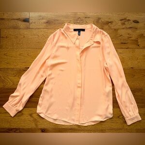 White House Black Market Peach Long Sleeve Soft Shirt Blouse Size XS